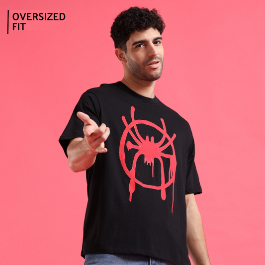 Spiderman 0006 Black Oversize T Shirt - www.entertainmentstore.in