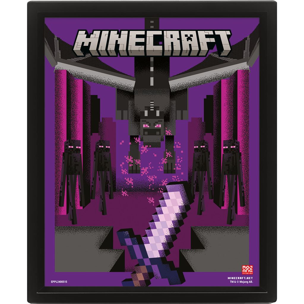 MINECRAFT (ENDER DRAGON DUEL) LENTICULAR POSTER (FRAMED)