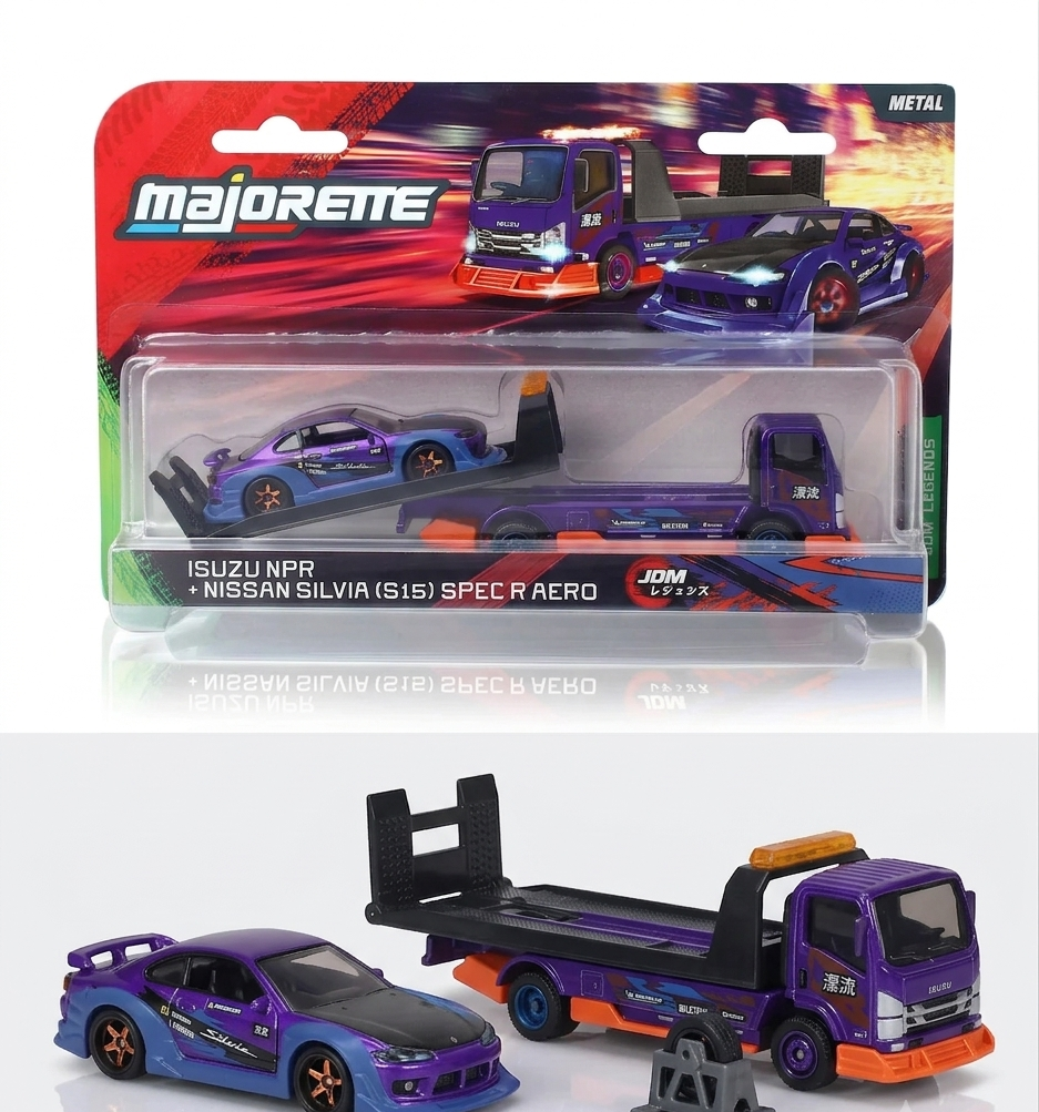 Majorette Isuzu NPR & Nissan Silvia S15 Spec R Aero Toy Set