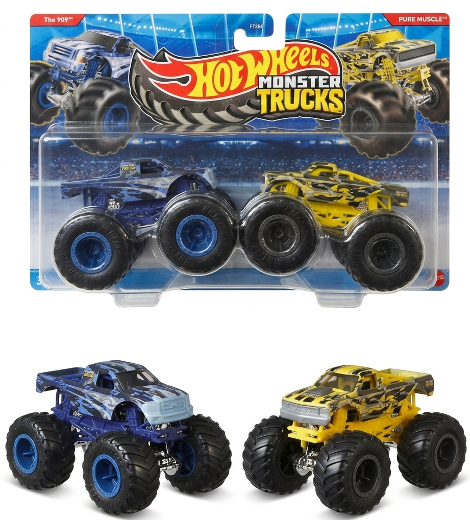 Hot Wheels Monster Trucks The 909 vs Pure Muscle 2-Pack