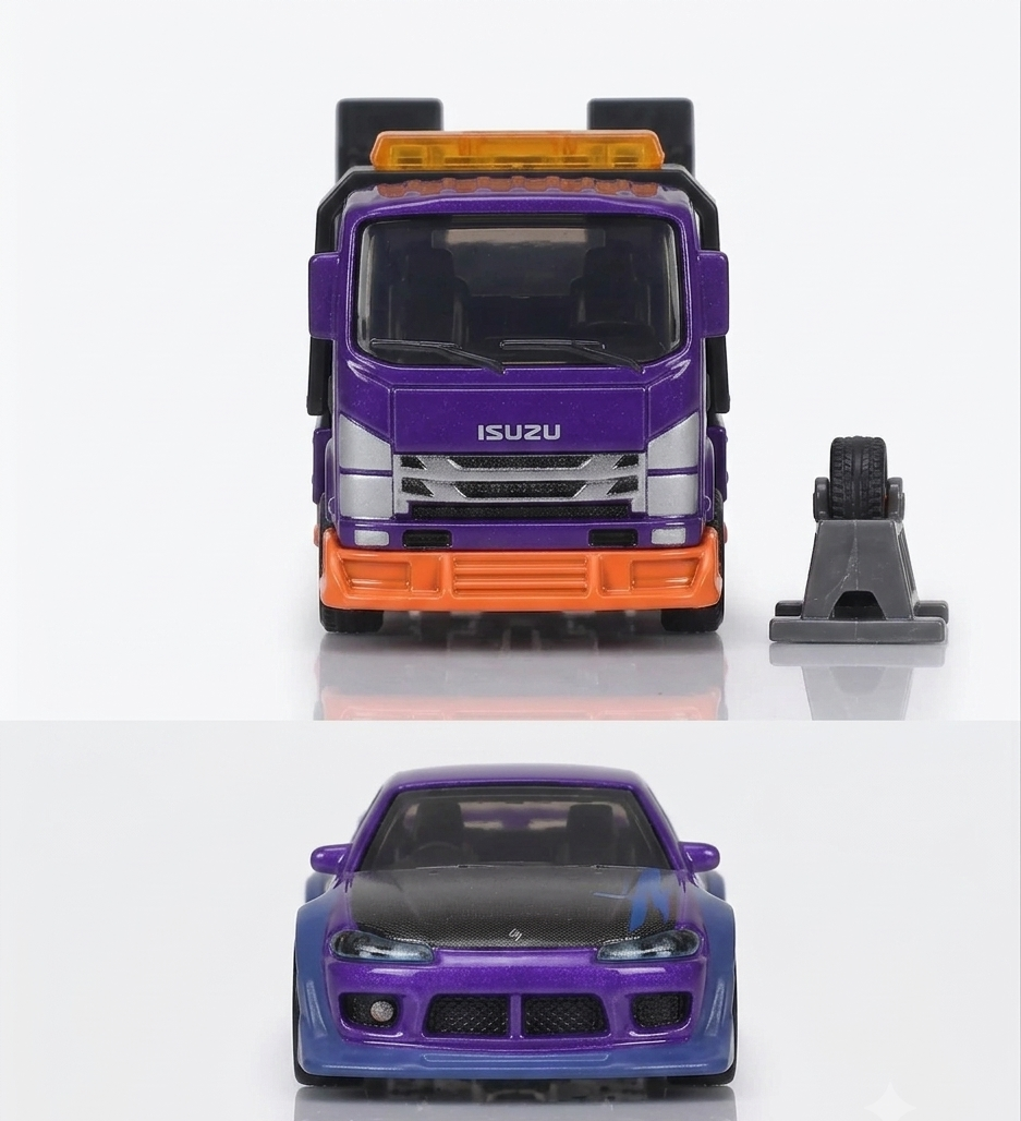 Majorette Isuzu NPR & Nissan Silvia S15 Spec R Aero Toy Set