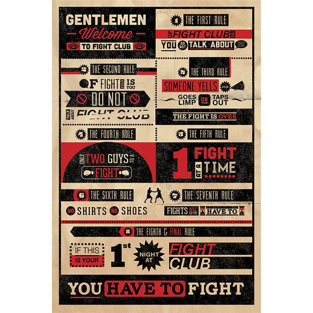 FIGHT CLUB RULES INFOGRAPHIC MAXI POSTER