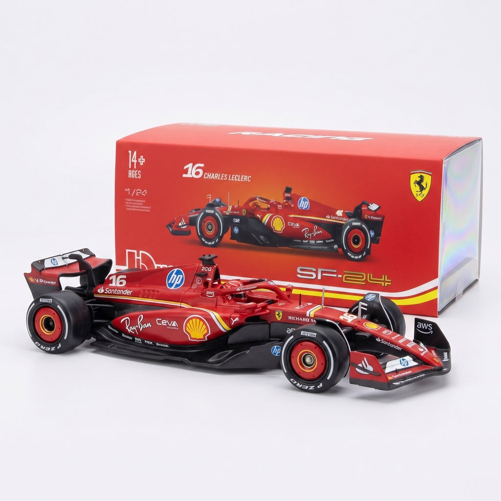 Bburago 1:24 Scale Model Of The 2024 Ferrari Sf-24 (16 Charles Leclerc),