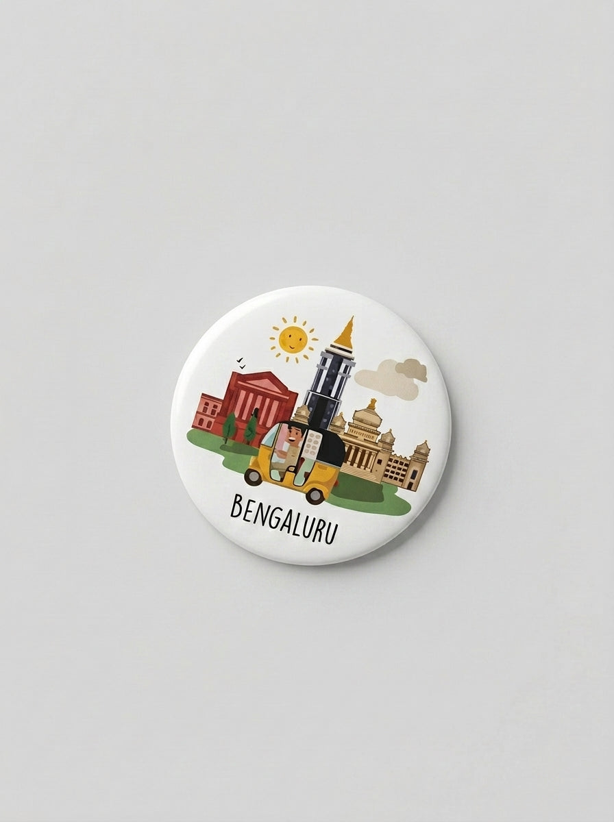 Bengaluru Slang Badge - White Ceramic Souvenir