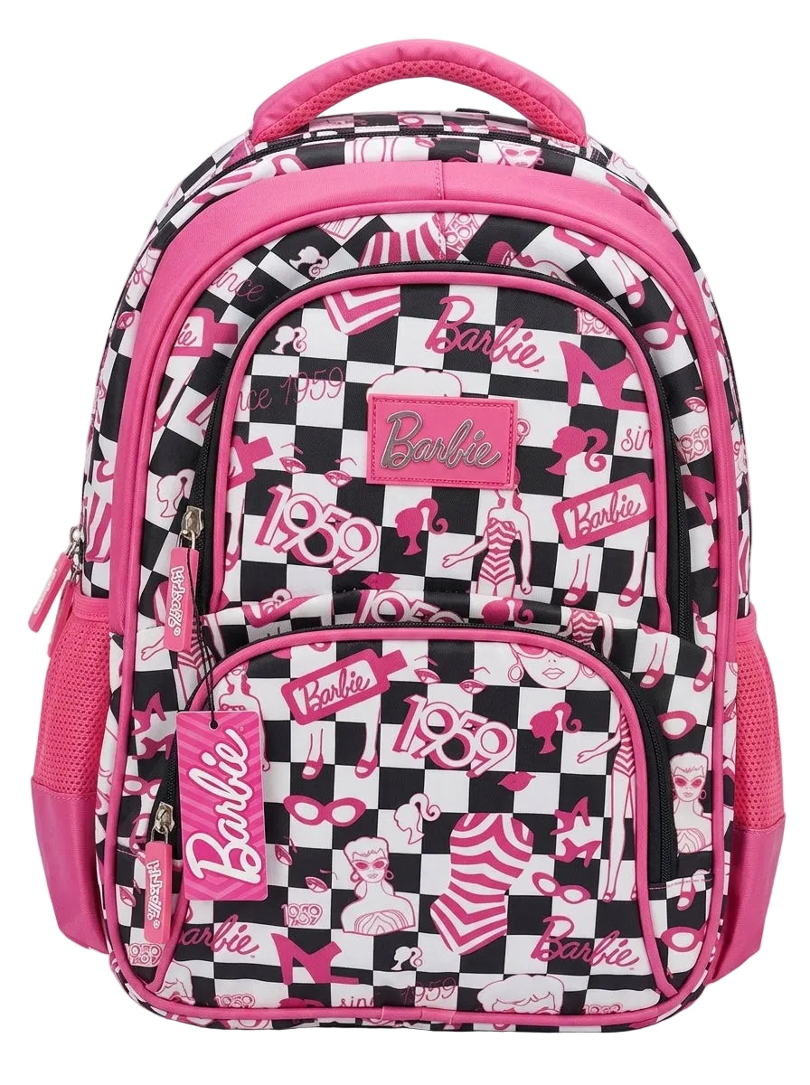 Barbie Checkered Pink & Black Backpack