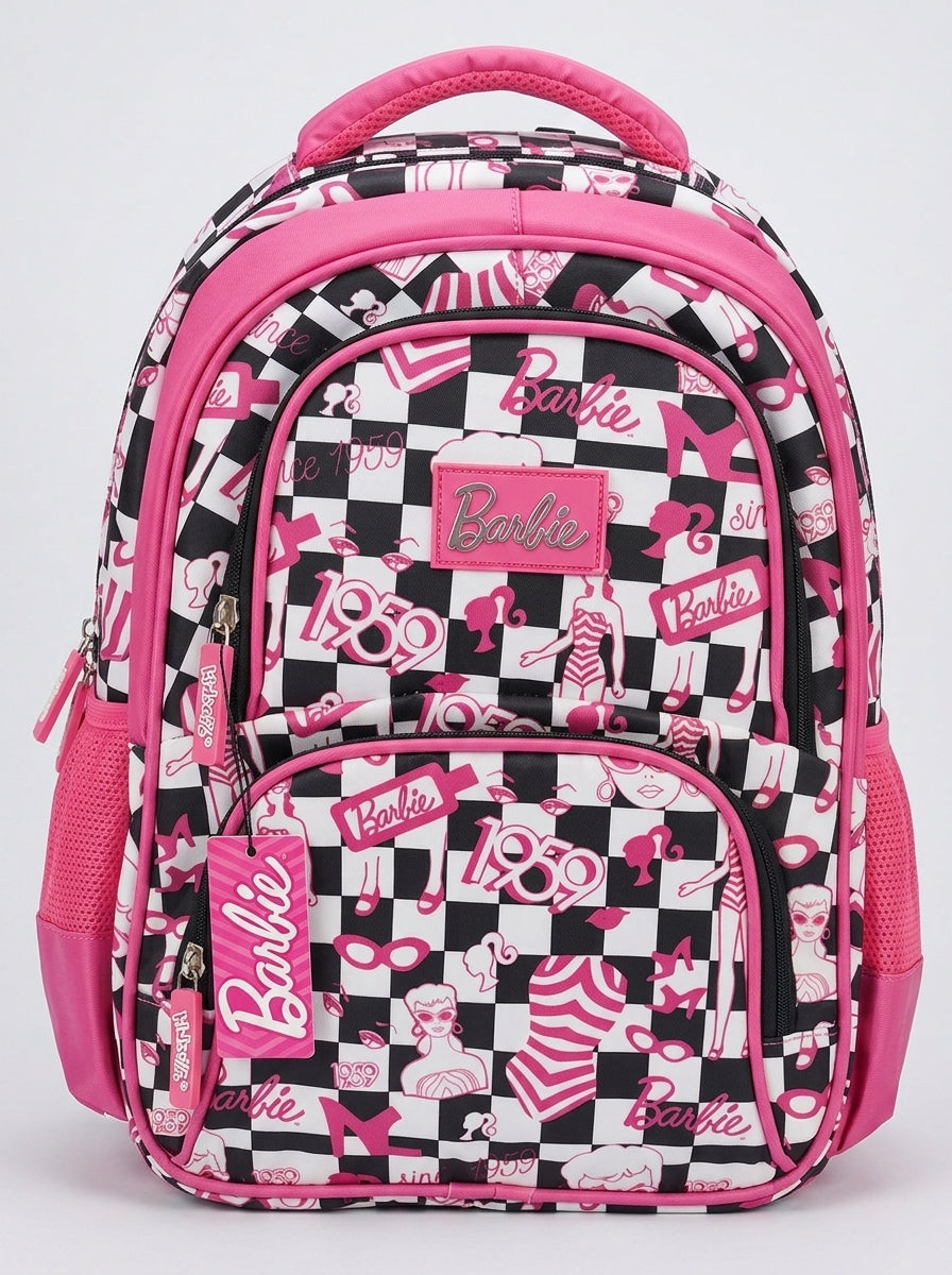 Barbie Checkered Pink & Black Backpack