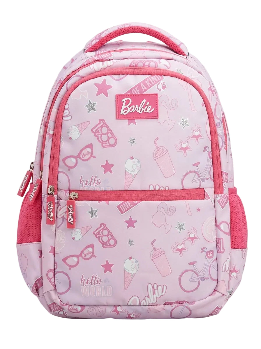 Barbie Pink Printed Backpack with Multiple Compartments
