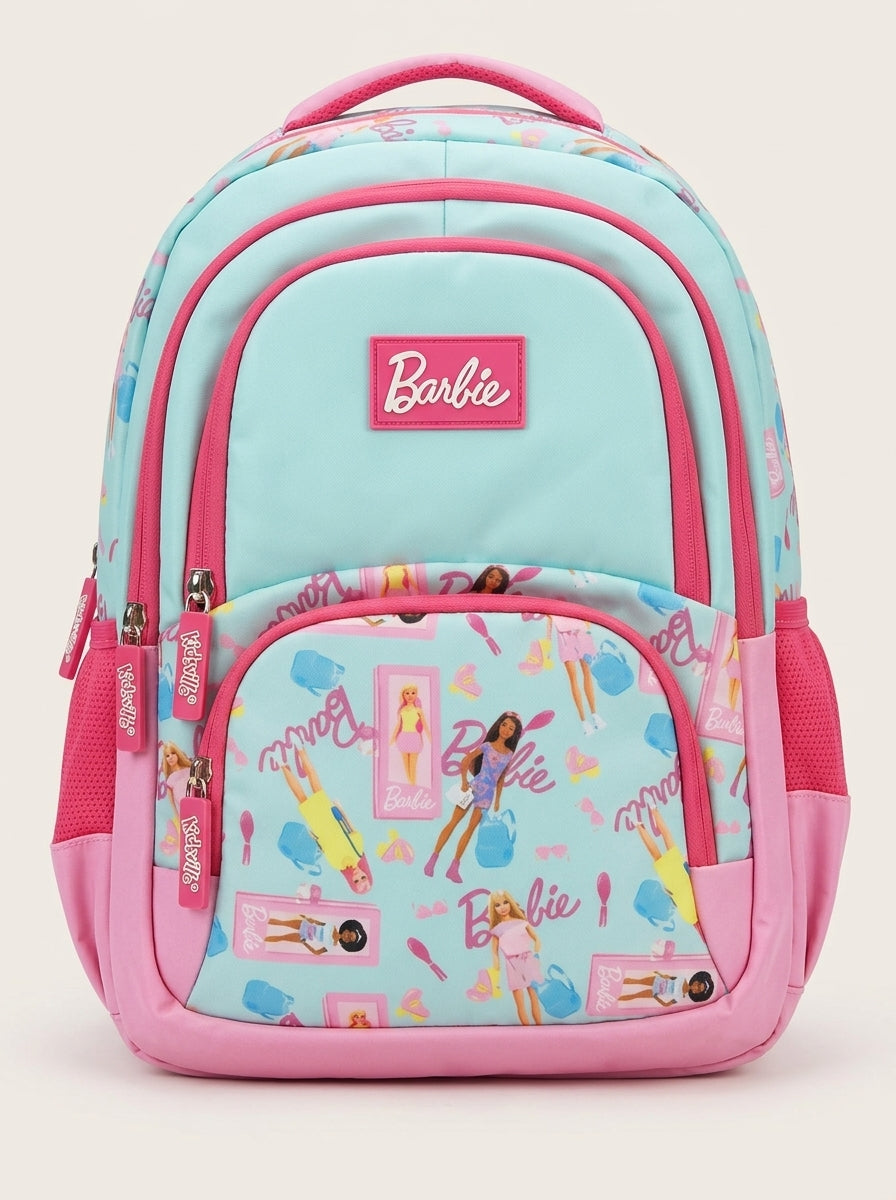 Barbie Light Blue & Pink Printed Backpack