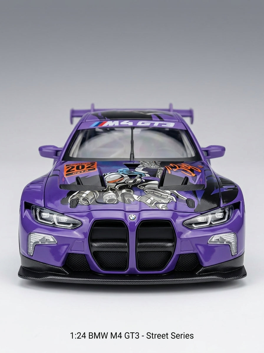 MSZ 1:24 BMW M4 GT3 Purple Metal Toy Car