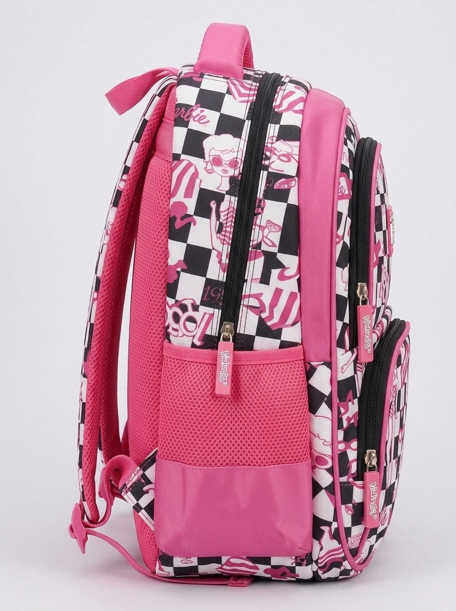Barbie Checkered Pink & Black Backpack