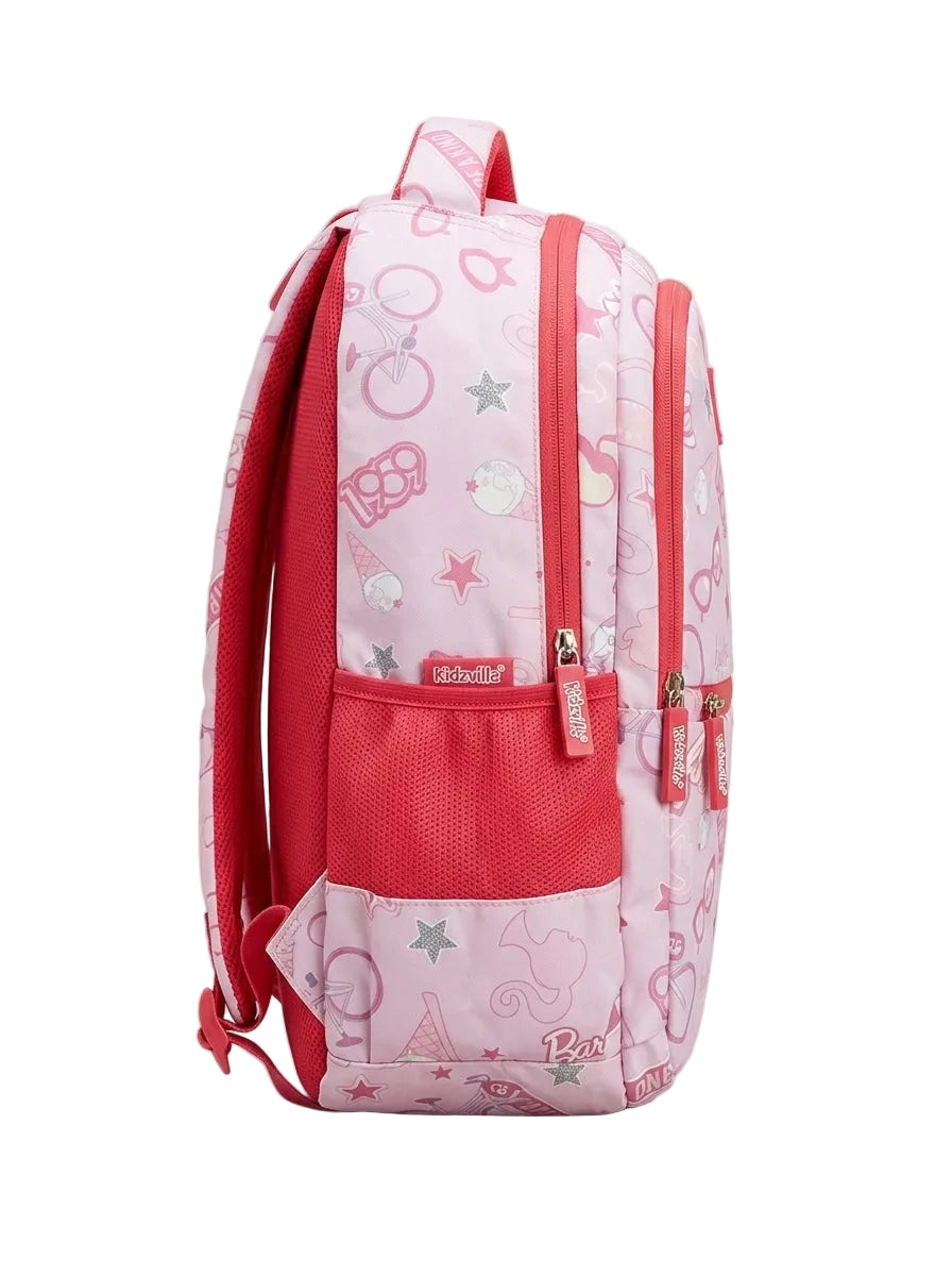 Barbie Pink Printed Backpack with Multiple Compartments