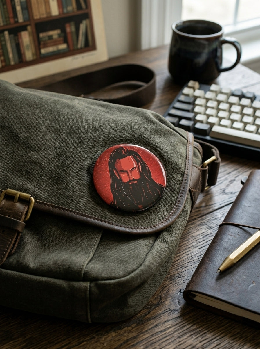 Dhurandhar Red Graphic Print Round Pin Badge