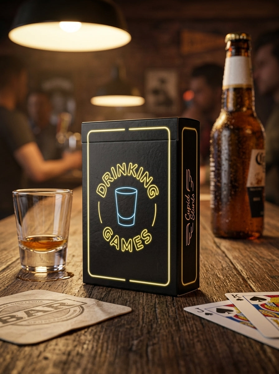 Cupid Stunts Drinking Games Card Deck - Neon Sign Design