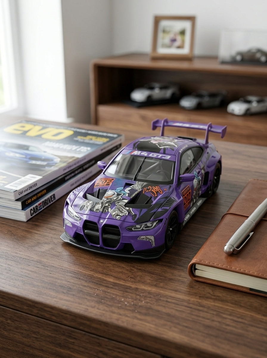 MSZ 1:24 BMW M4 GT3 Purple Metal Toy Car