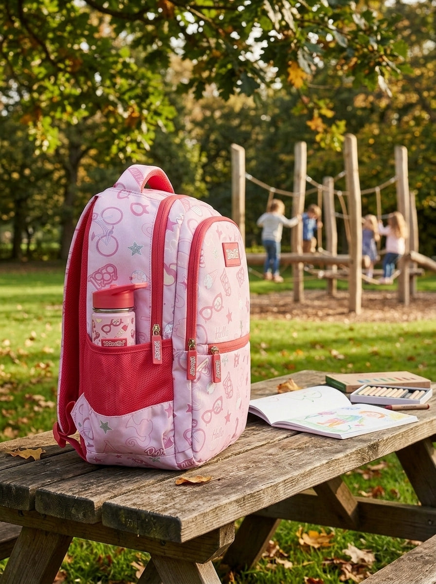 Barbie Pink Printed Backpack with Multiple Compartments