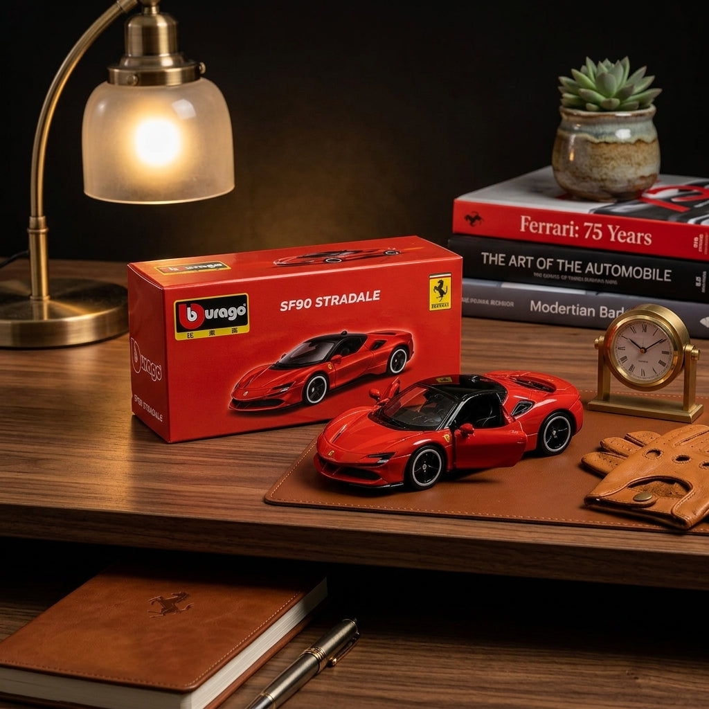 Ferrari Sf90 Stradale Red With Black Top Speed Icons India Diecast Car