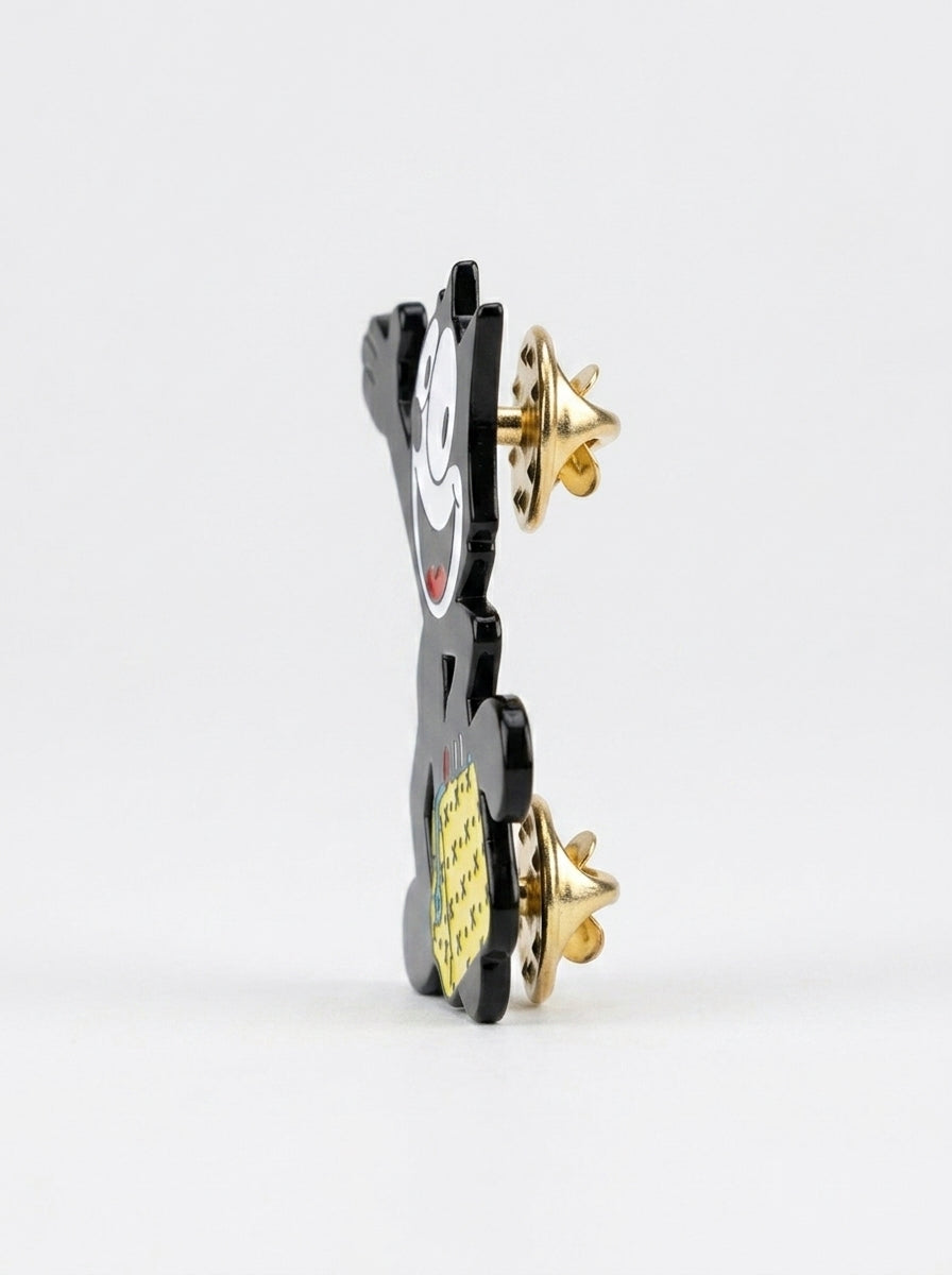 Felix the Cat Enamel Pin - Black & Yellow, Retro Style
