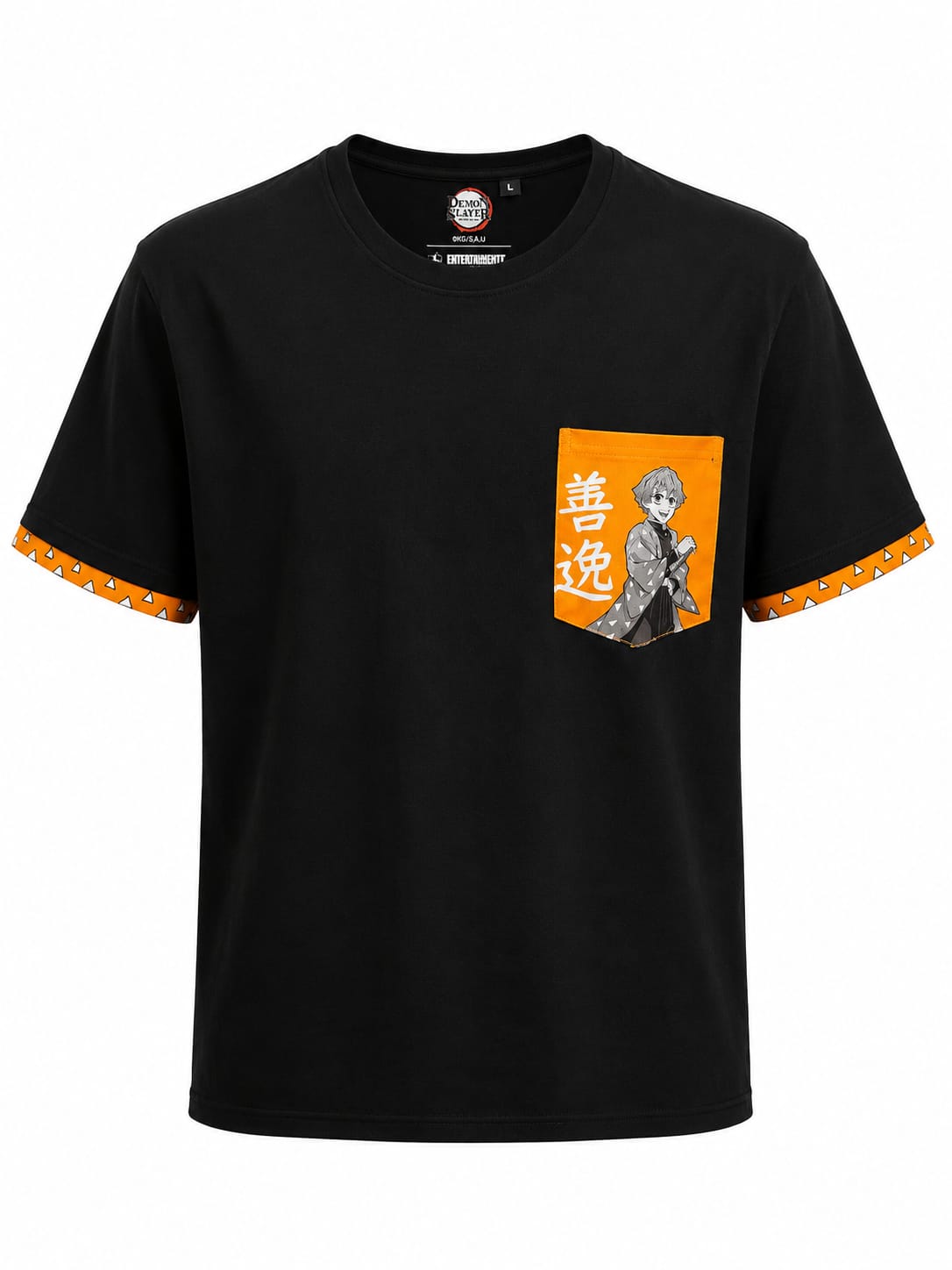 Demon Slayer Zenistu Black Orange T shirt