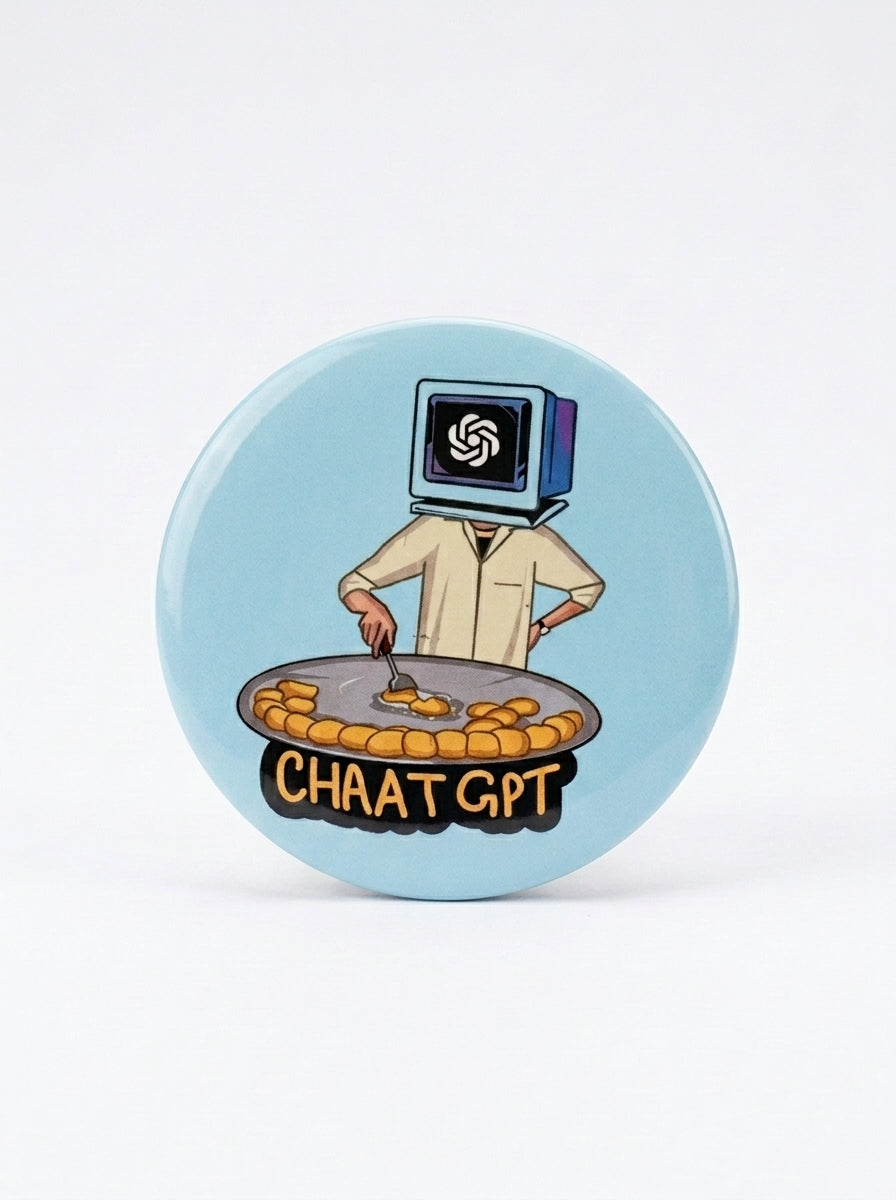 Chaat GPT Enamel Pin - Funny Tech & Food Mashup