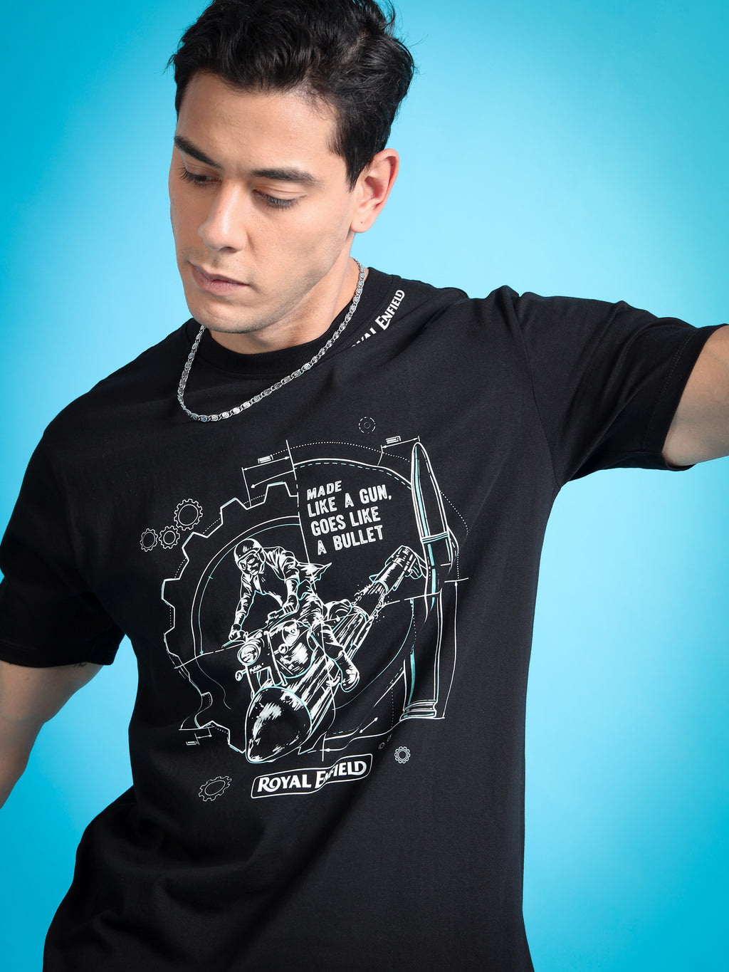 Royal Enfield Made Like a Gun Black T shirt | AOM Cineverse Edition