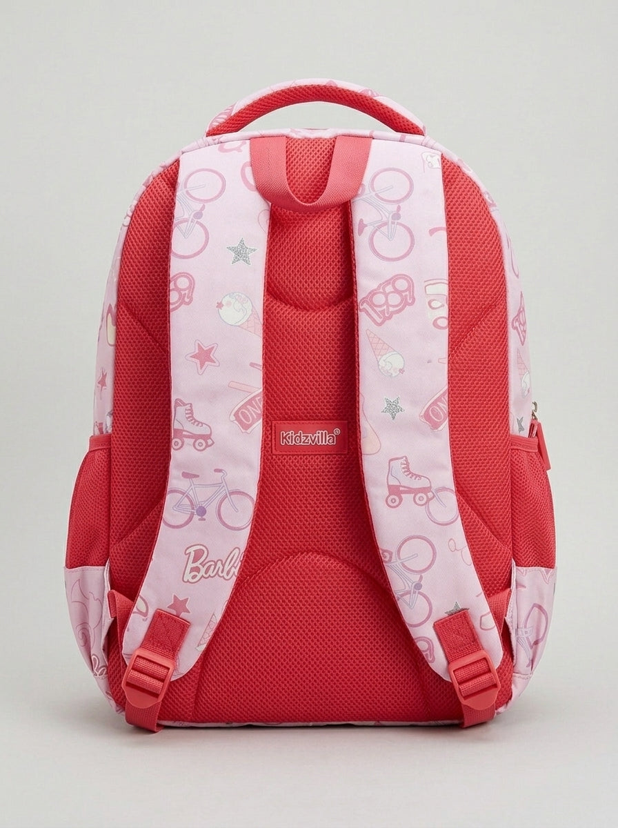 Barbie Pink Printed Backpack with Multiple Compartments