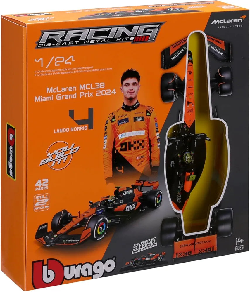Bburago 1/24 McLaren MCL38 Miami GP 2024 Lando Norris Die-Cast Metal Kit