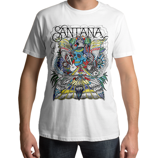 Santana Folk Skull White T Shirt - www.entertainmentstore.in