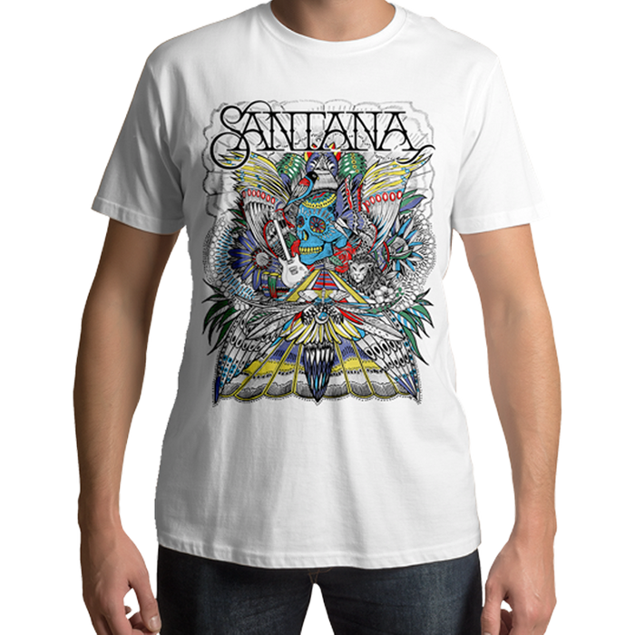 Santana Folk Skull White T Shirt - www.entertainmentstore.in
