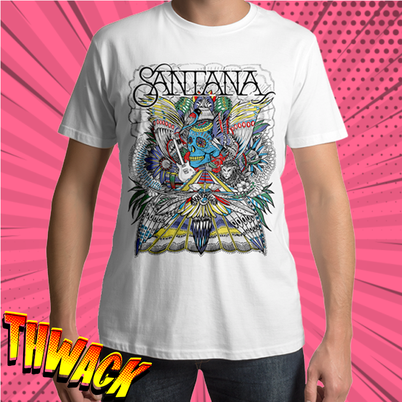 Santana Folk Skull White T Shirt - www.entertainmentstore.in