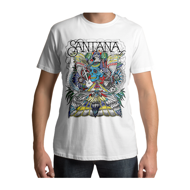 Santana Folk Skull White T Shirt - www.entertainmentstore.in