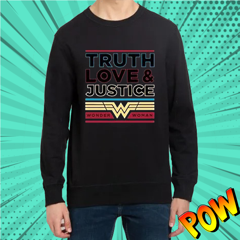 Wonder Woman Truth Love And Justice Black Sweatshirt - www.entertainmentstore.in