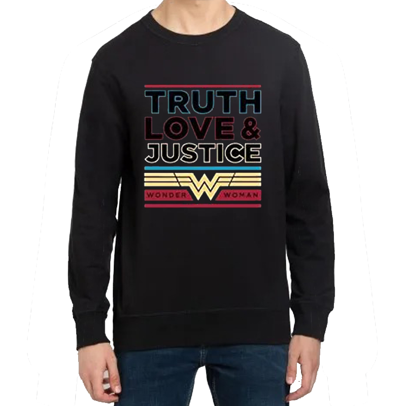 Wonder Woman Truth Love And Justice Black Sweatshirt - www.entertainmentstore.in