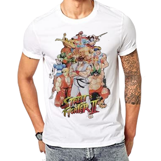 Street Fighter (1037) White Mens  T Shirt - www.entertainmentstore.in