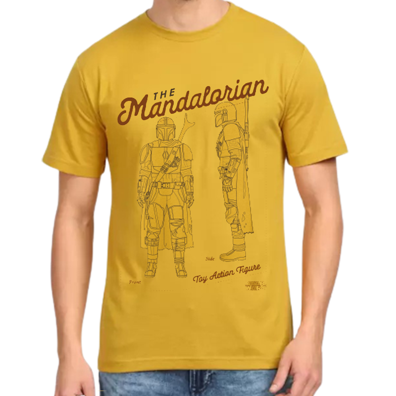 SW 1989 The Mandalorian Solar Yellow Mens T Shirt - www.entertainmentstore.in