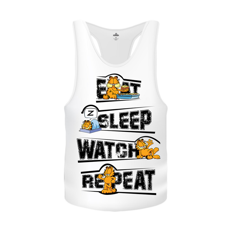 Garfield Eat Sleep Watch Tank Top - www.entertainmentstore.in