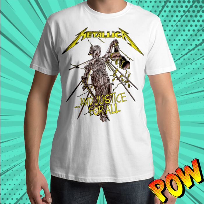 Metallica And Justice For All White T Shirt - www.entertainmentstore.in