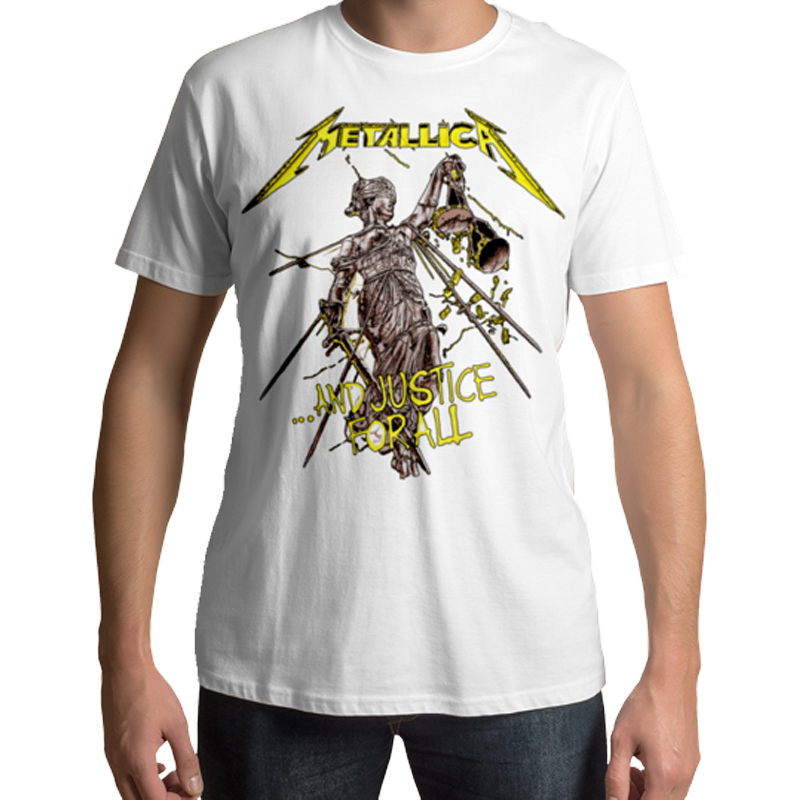 Metallica And Justice For All White T Shirt - www.entertainmentstore.in