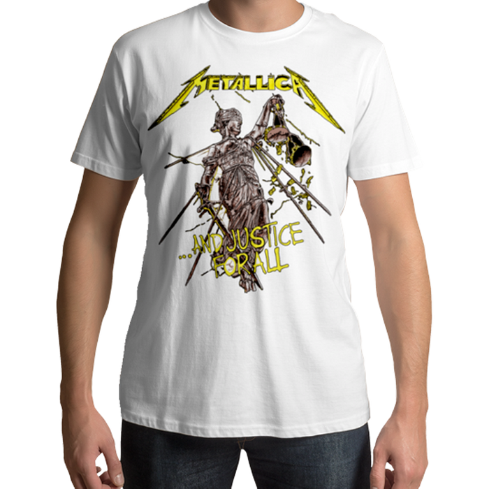 Metallica And Justice For All White T Shirt - www.entertainmentstore.in