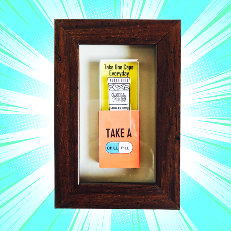 Take One Caps Everyday Take A Chill Pill Matchbox Frame - www.entertainmentstore.in