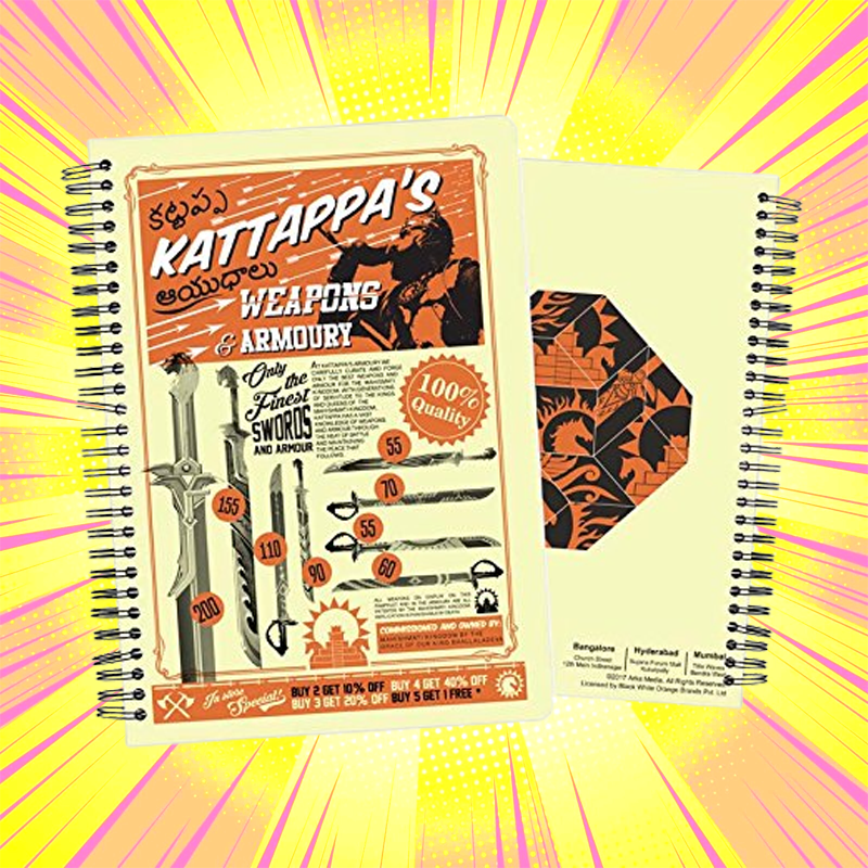 Baahubali Kattappa Weapons Spiral Notebook - www.entertainmentstore.in