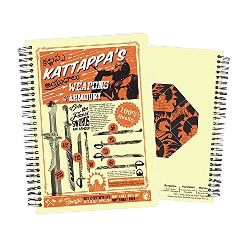 Baahubali Kattappa Weapons Spiral Notebook - www.entertainmentstore.in