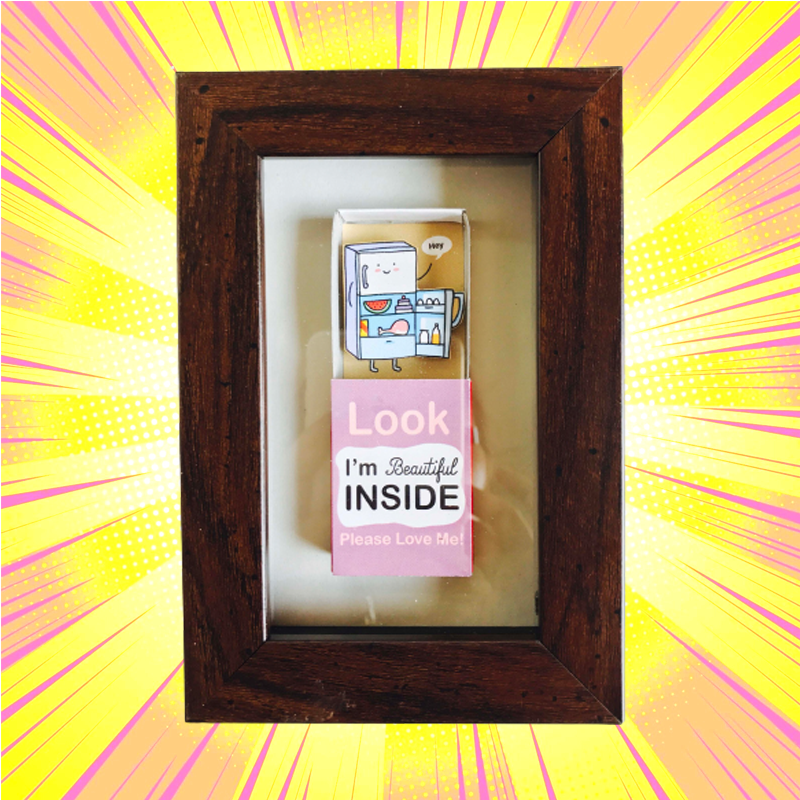 Fridge Look I"m Beautiful Inside Matchbox Frame - www.entertainmentstore.in