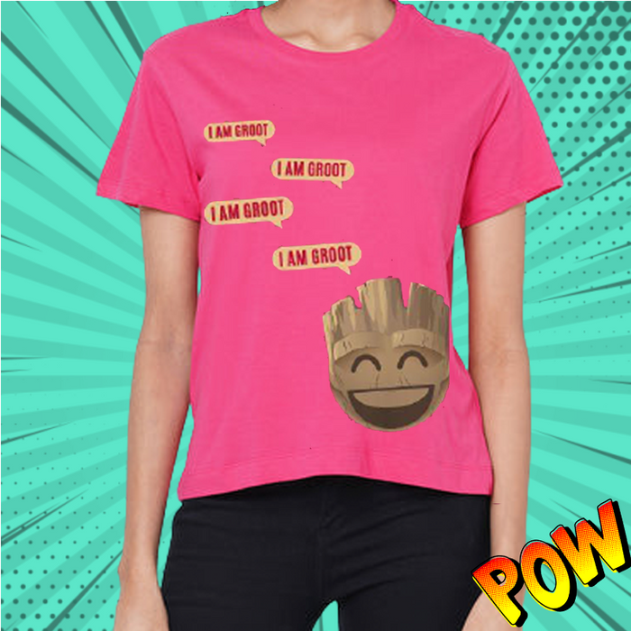 I Am Groot Pink Womens Tops - www.entertainmentstore.in
