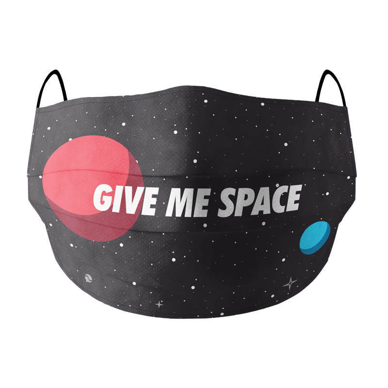 Give Me Space Black Cotton Face Mask - www.entertainmentstore.in