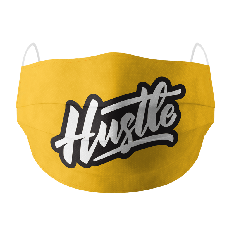 Hustle Yellow Cotton Face Mask - www.entertainmentstore.in