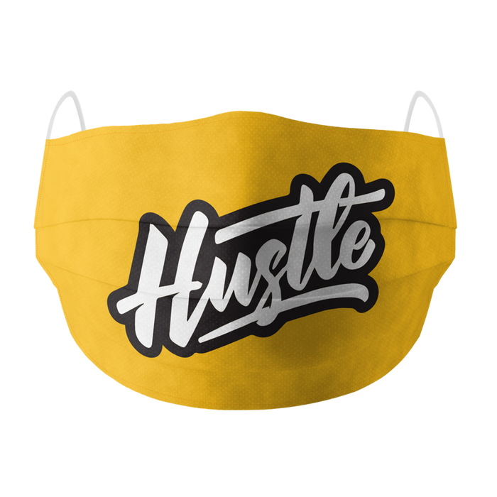 Hustle Yellow Cotton Face Mask - www.entertainmentstore.in