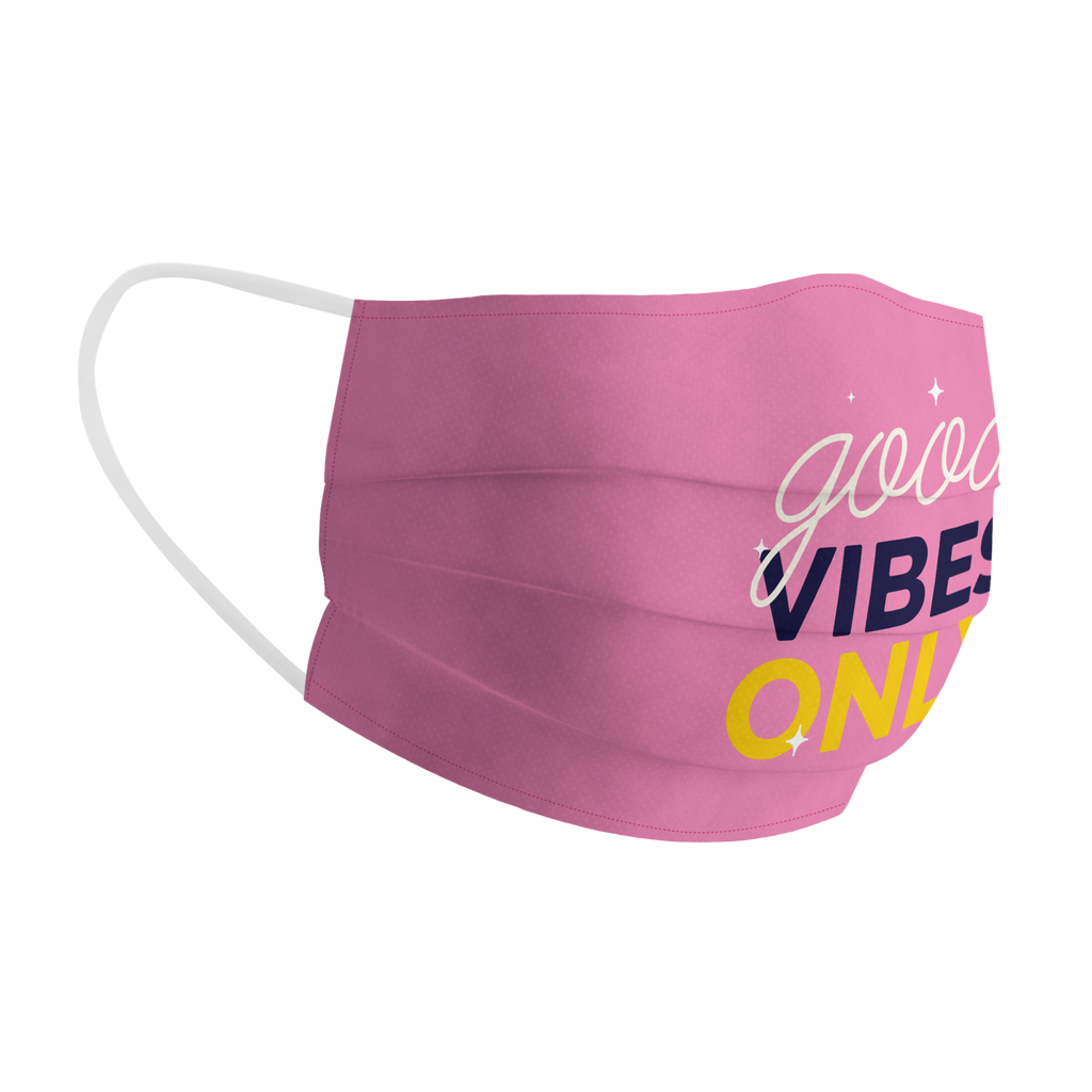 Good Vibes Only Pink Cotton Face Mask - www.entertainmentstore.in