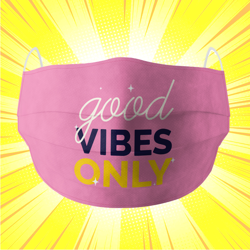 Good Vibes Only Pink Cotton Face Mask - www.entertainmentstore.in