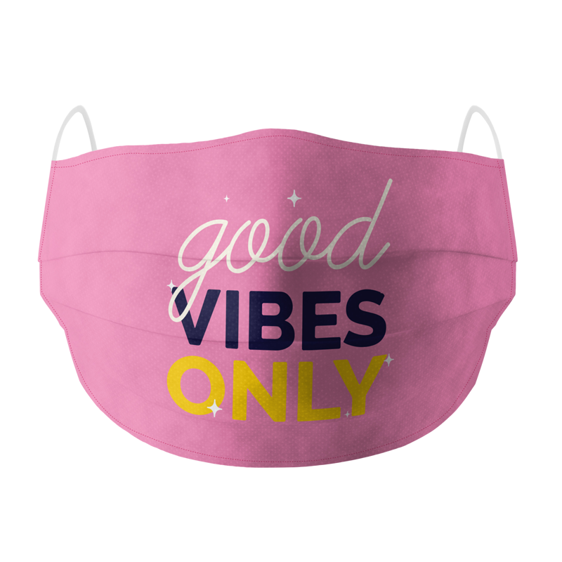 Good Vibes Only Pink Cotton Face Mask - www.entertainmentstore.in