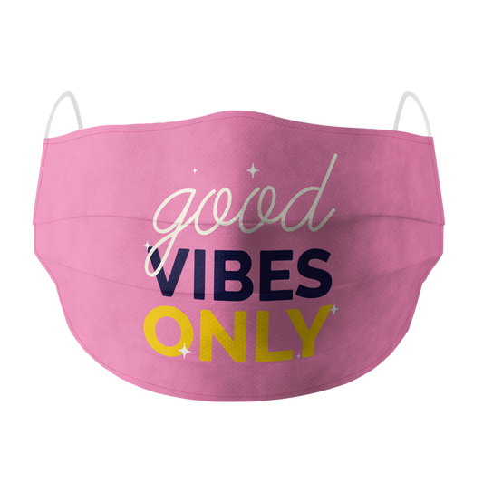 Good Vibes Only Pink Cotton Face Mask - www.entertainmentstore.in